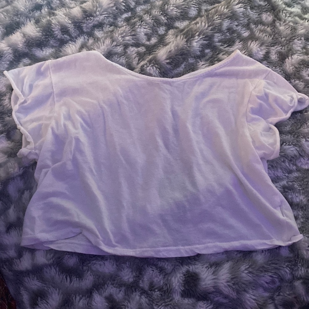 white crop open back shirt